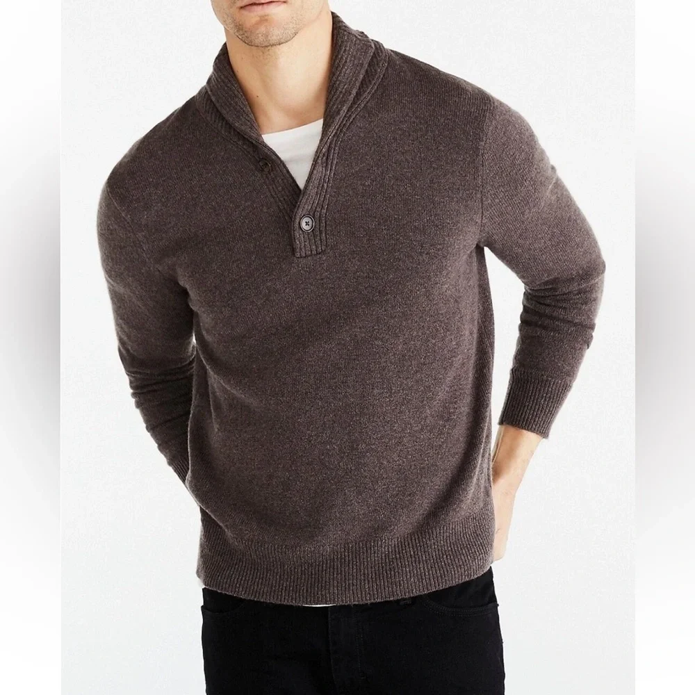 NWT J. Crew Shawl Cool Lambswool Blend Men's Brown Turtleneck Sweater Small